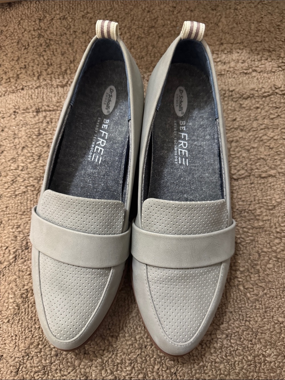 Dr. Scholl's BE FREE Women's Light Gray Slip-On Loafers with Stripe Heel Tab